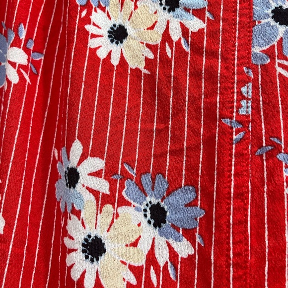 Madewell Red Striped Floral Button Skirt - Picture 6 of 8